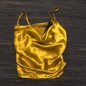 Gold Ruche Satin Cami